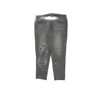 Diane Gilman DG2 Jeans Womens 24WT Black Leopard Sequin Tall Stretch Denim